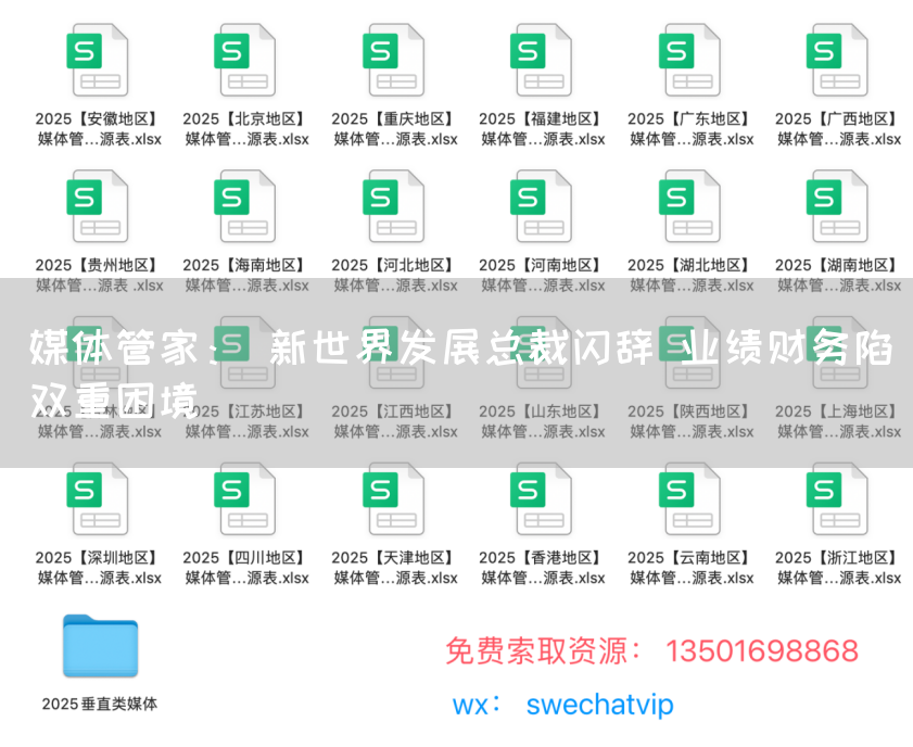 媒体管家： 新世界发展总裁闪辞 业绩财务陷双重困境(图1)